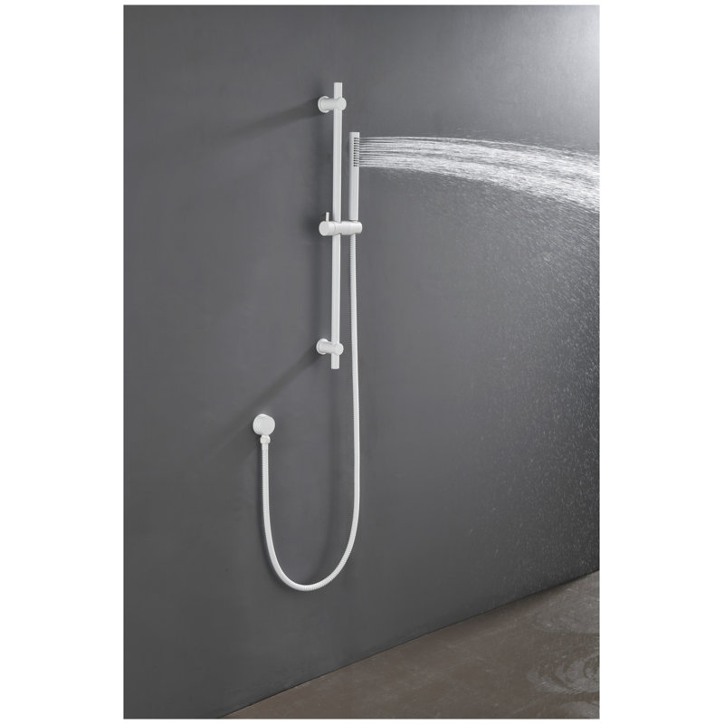Barre de douche en acier inoxydable avec pomme de douche à main - Tuyau extra long de 69 pouces, rail d'appui réglable en hauteur pour une utilisation sécuritaire dans la salle de bain