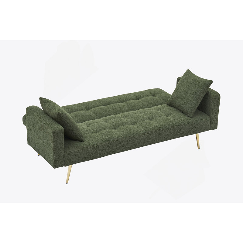 Modern Style 71.65‘’ Upholstered  Sleeper Sofa, Green Teddy