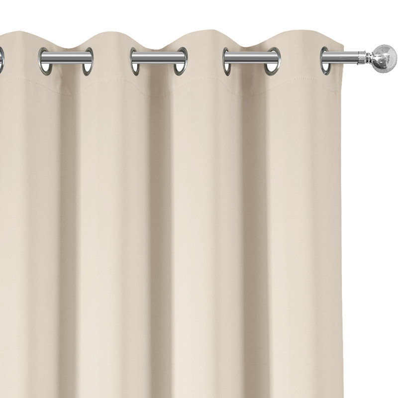 100% Room Darkening Blackout Eyelet Curtains (Set Of 2) , Cream, 117cm Width x 137cm Drop