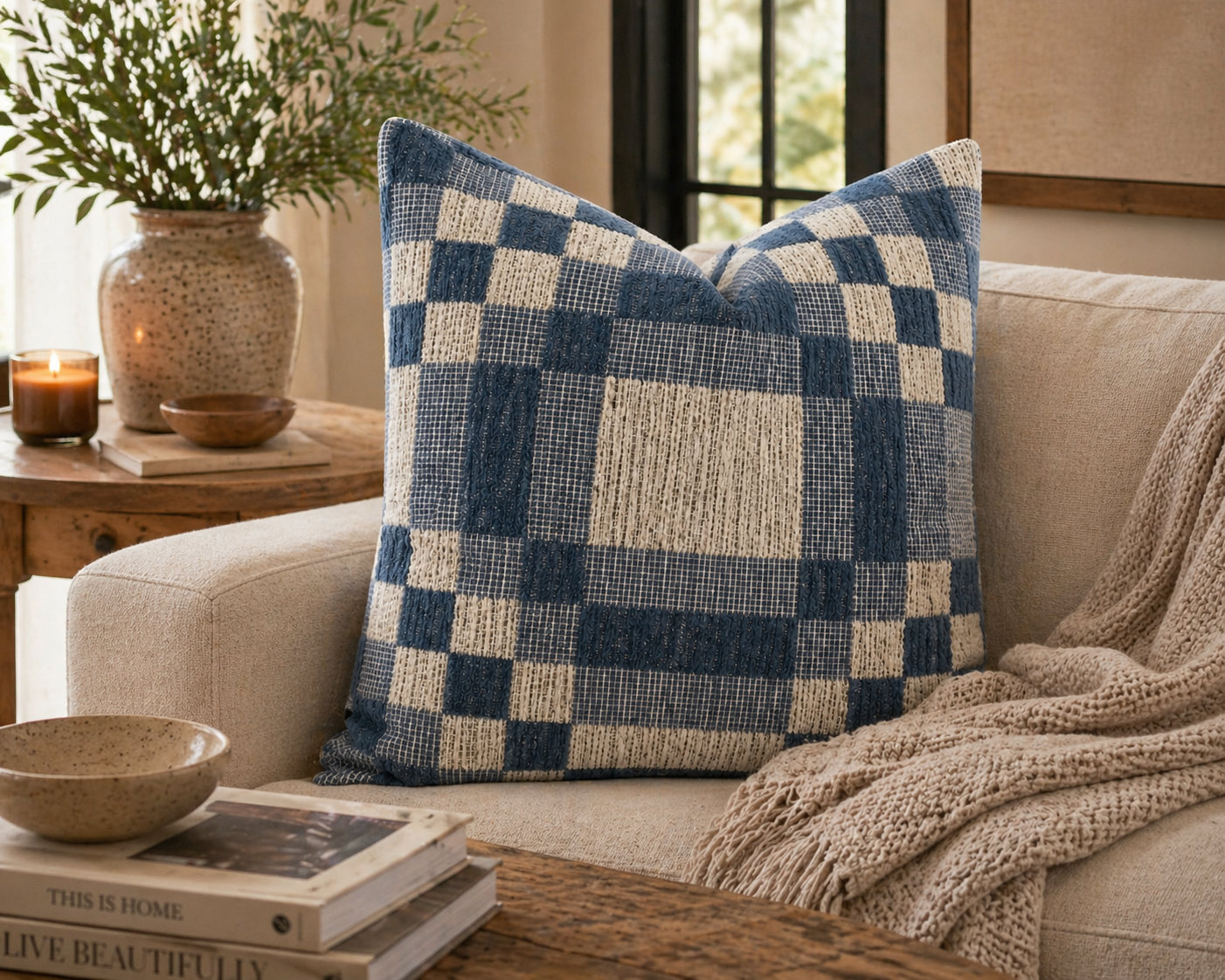 Langdon Shapes Throw Pillow, Royal, 24'' H x 24'' W