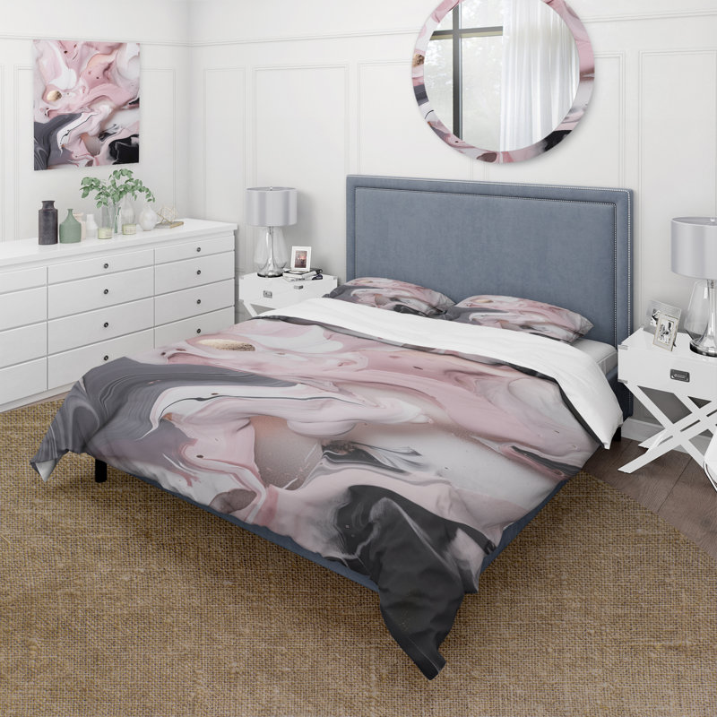 Peinture en marbre massif - Ensemble de housse de couette en marbre abstrait III
