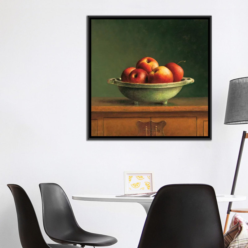 «Apples», reproduction sur toile, H 18 po x l 18 po x P 1,5 po, Pas de tapis, Toile avec cadre noir