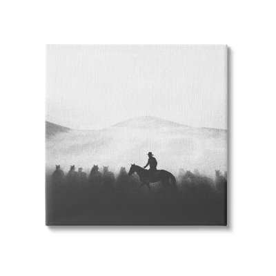 " Cowboy On Horseback Silhouette " by Katrina Craven