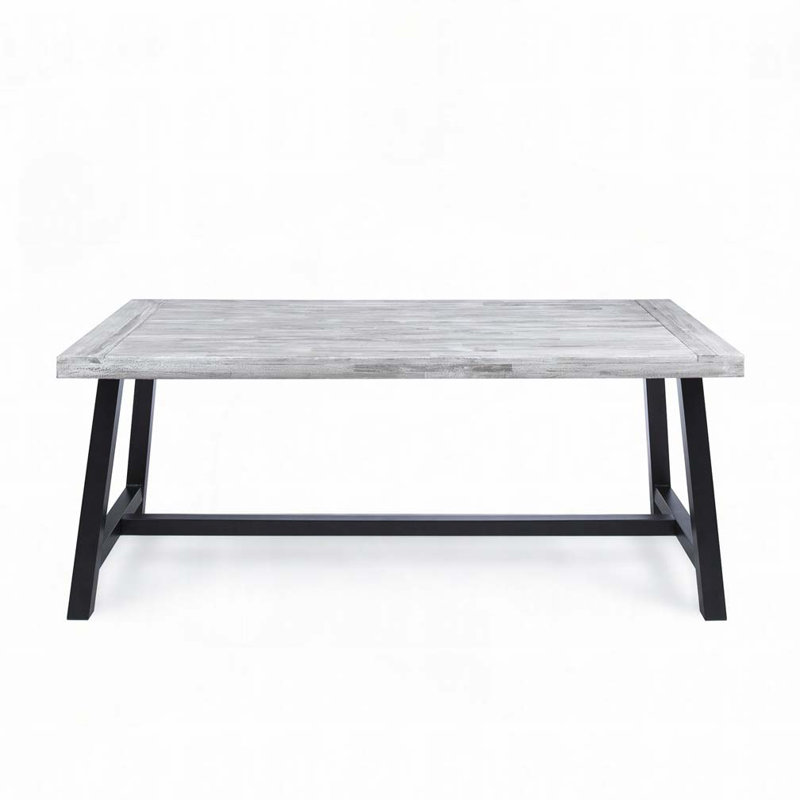 Outdoor Dining Table with Rustic Metal, Gray