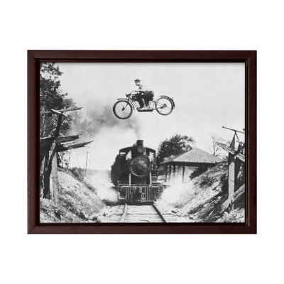 Motorcycle Jumping Old Train