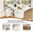 47" Wood Folding Dining Table with storage rack and cabinet, Removable Entryway Table with 6 Wheels, White Marble Color Kitchen Island, Side Table and Coffee Table Versatile Table Space Saving
