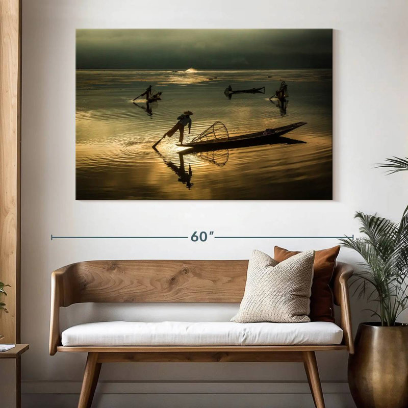 Pêcheurs du lac Senne Inle en Burma, H 34 po x l 51 po