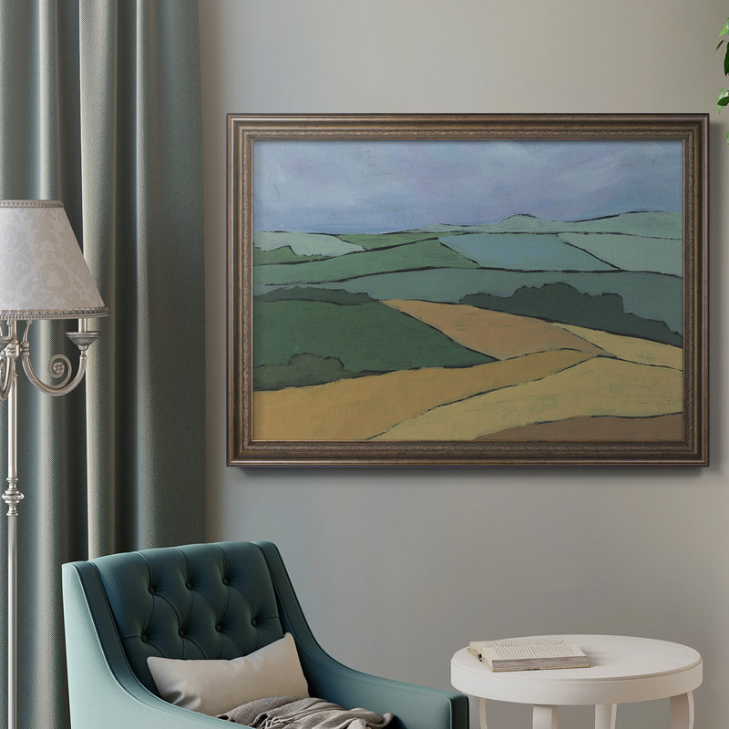 Topographie bloquée II - peinture sur toile encadrée, H 16 po x l 20 po x P 2,5 po
