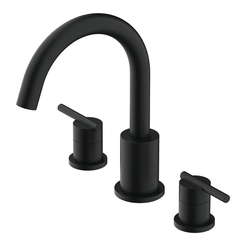 Garniture de robinet de baignoire romaine à deux poignées Parma, Noir satiné
