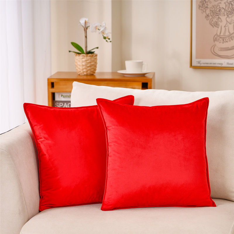 Velvet Reversible Throw Pillow, Red