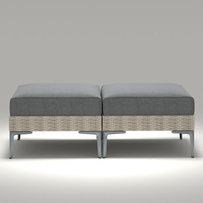  Repose-pieds modulaire d'extérieur moderne en osier de rotin (ensemble de 2) avec coussins de 6 pouces d'épaisseur