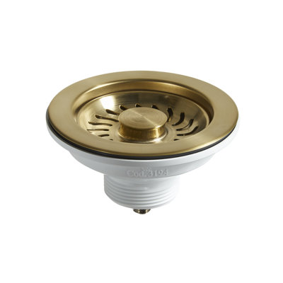 Basket Strainer Waste in Brushed Brass 90mm - Standard Sink Size