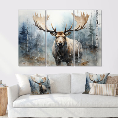 Majestic Moose In Forest - Moose Wall Art Living Room Set