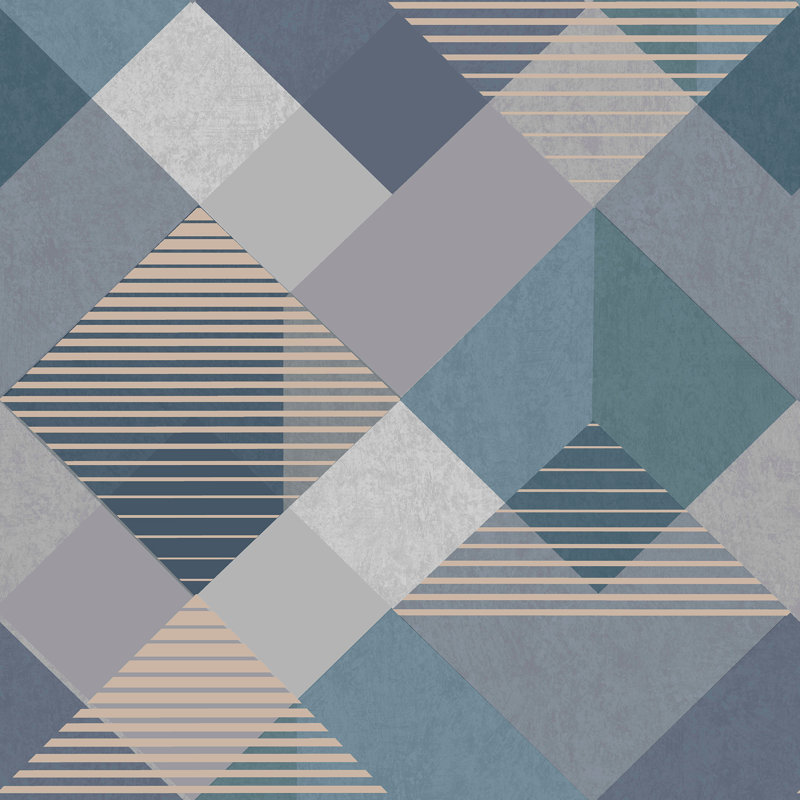 Zen Geometric Metallic Wallpaper Double Roll, Denim