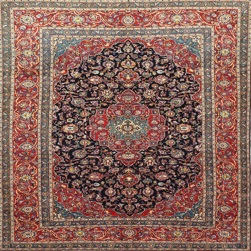 Tapis traditionnel brun / rouge Daysi, Carré 4 pi