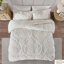 Housse de couette très grand / très grand 3 pièces, chenille de coton, motif, 2 taies décoratives, fermeture à boutons, attaches de coin intérieures, lavable à la machine, pièces de taille simple, blanc, style simple-118754104-118754107