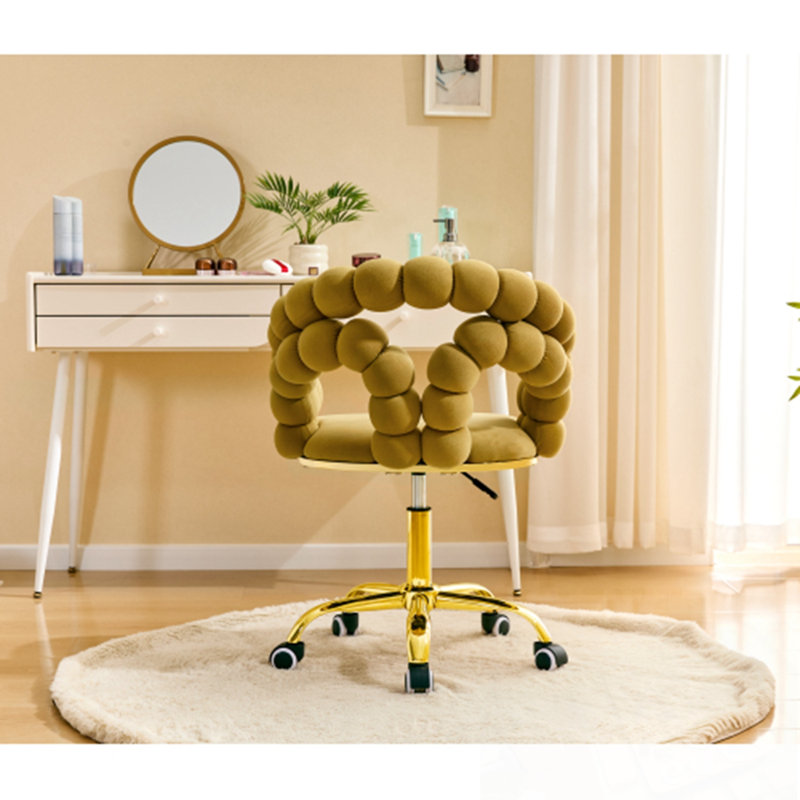 Chaise de bureau pivotante en velours, Jaune
