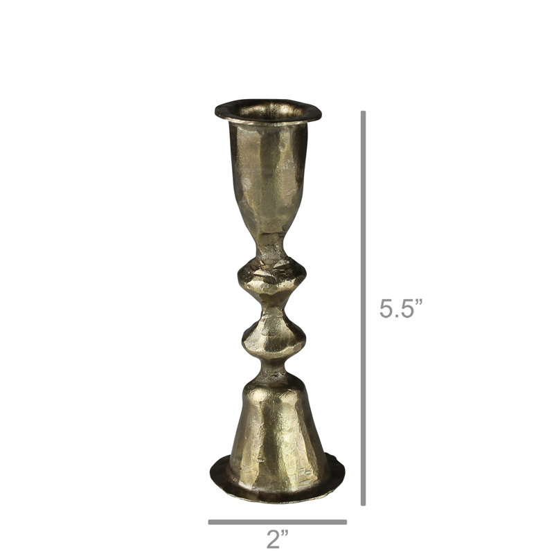 Metal Tabletop Candlestick, 5.5" H x 2" W x 2" D