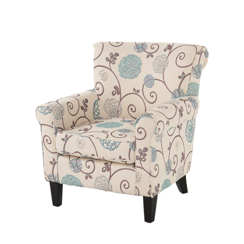 Macomber Armchair Club Chair Modern Accent Chair Sofa Chair Bedroom Chair Reading Chair, Beige/Blue Floral Fabric incorrect