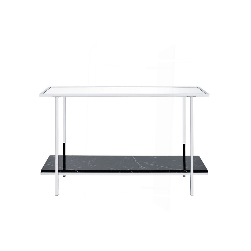 Console miroir en faux marbre et chrome