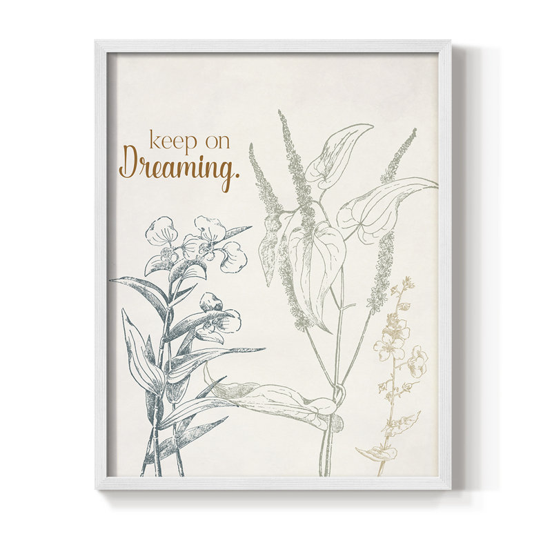 «Keep on Dreaming», reproduction encadrée - bois massif, H 15 po x l 12 po, Blanc