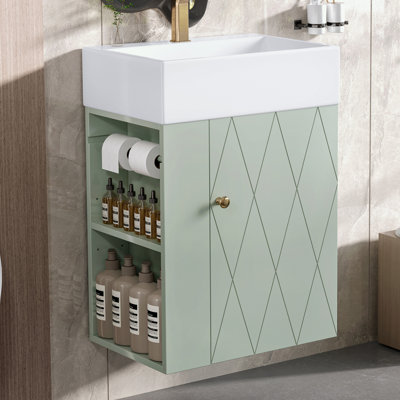 Bathroom Vanity with Sink, side storage and Adjustable Shelf