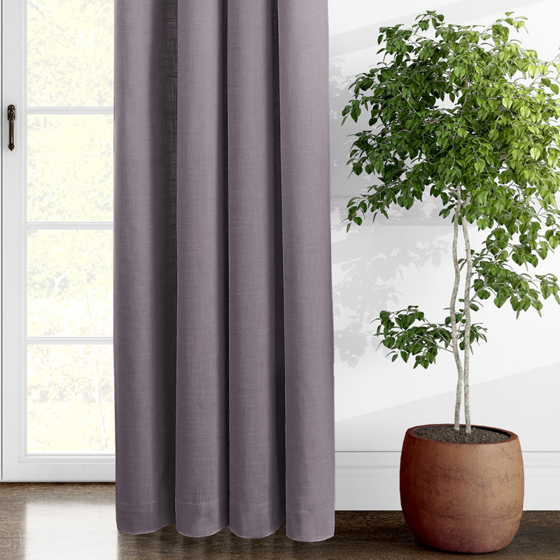 Elsie Linen Look Grommet Drapery Panels Pair, Lilac, 50"W x 108"L