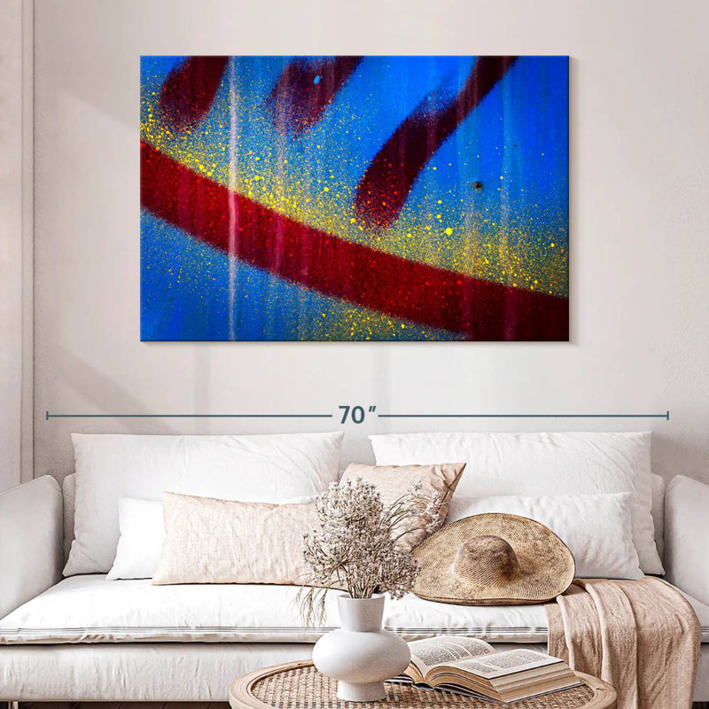 Avery Splashed Blue Abstract I, 32" H x 48" W