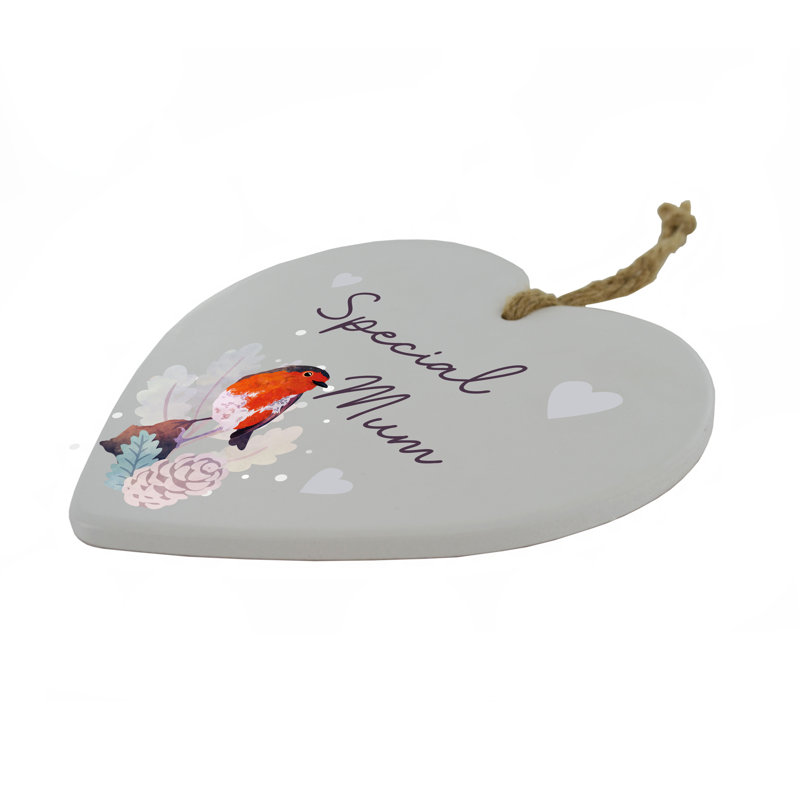 Special Mum Festive Robin Christmas Ceramic Heart Plaque Vivid Squid Wholesale Wall Decor
