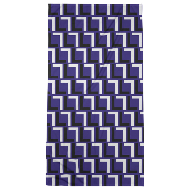 Serviette de bain, Mauve / noir / blanc