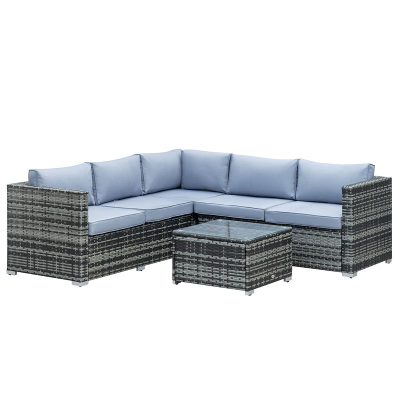 Kishani Rattan 6 - Person Seating Group with Cushions