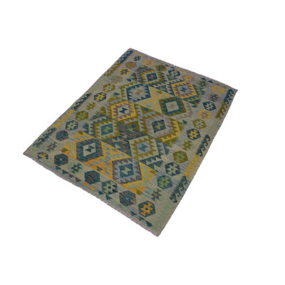 One-of-a-Kind Madee Handmade Kilim 5'3" x 6'8" Wool Grey/Blue Area Rug