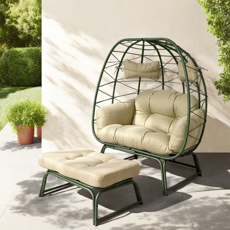 Chaises longues spacieuses pour le patio, boho moderne en rotin d'acier pour la maison de patio