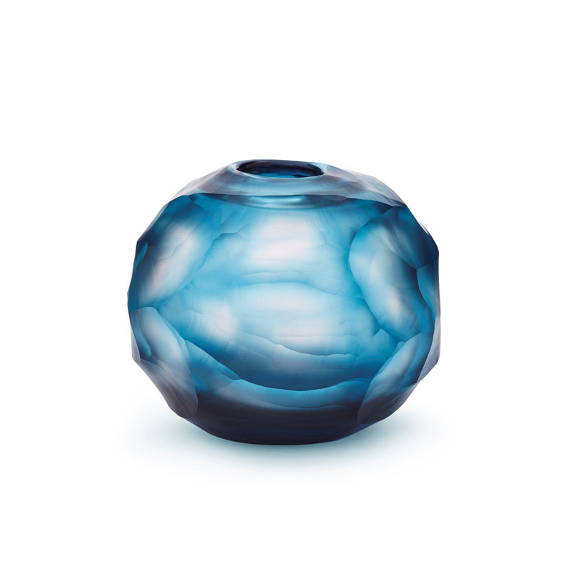 Planeta Glass Table Vase, Small, Ocean Blue