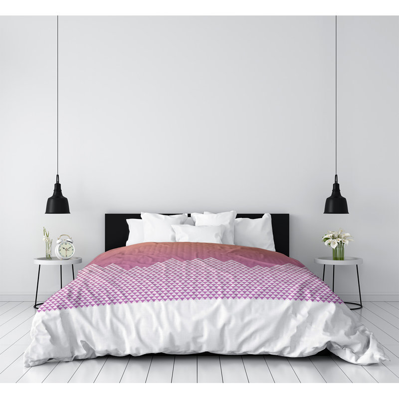 Housse de couette Katelyn Elizabeth, Housse de couette pour très grand lit, Orange / violet / blanc