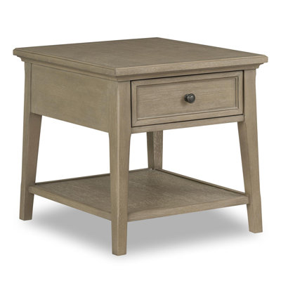 Logan 24" Wide Smoke Gray Transitional End Table Rubberwood Solids & Oak Veneers