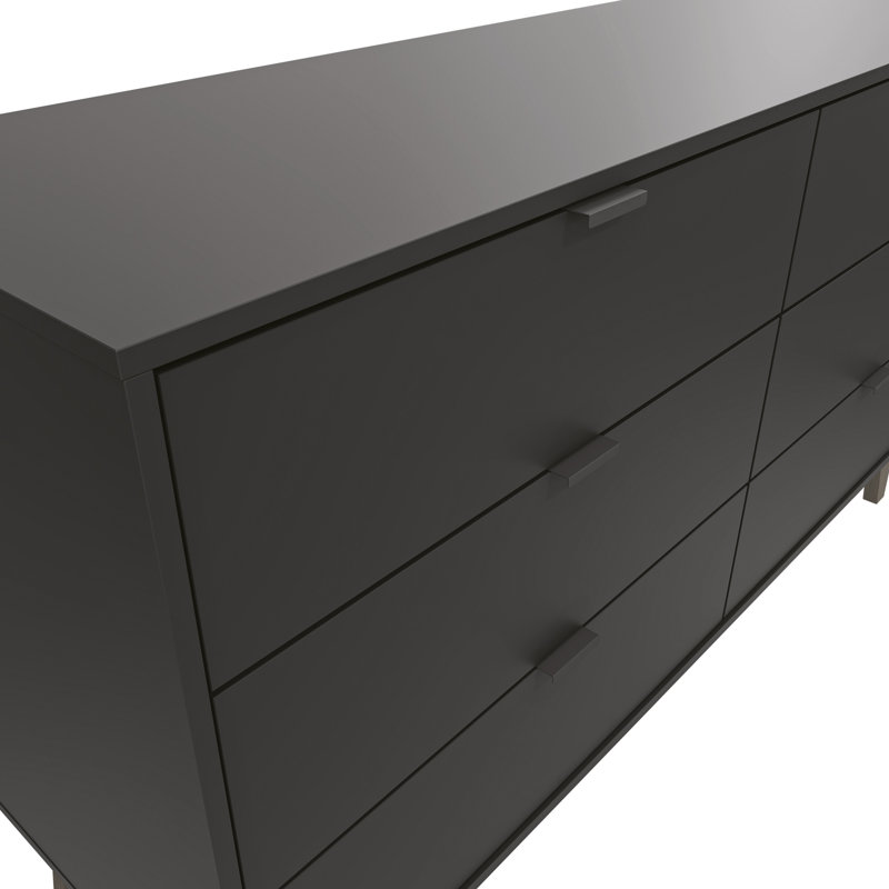 Commode 6 tiroirs Kyrese, Noir