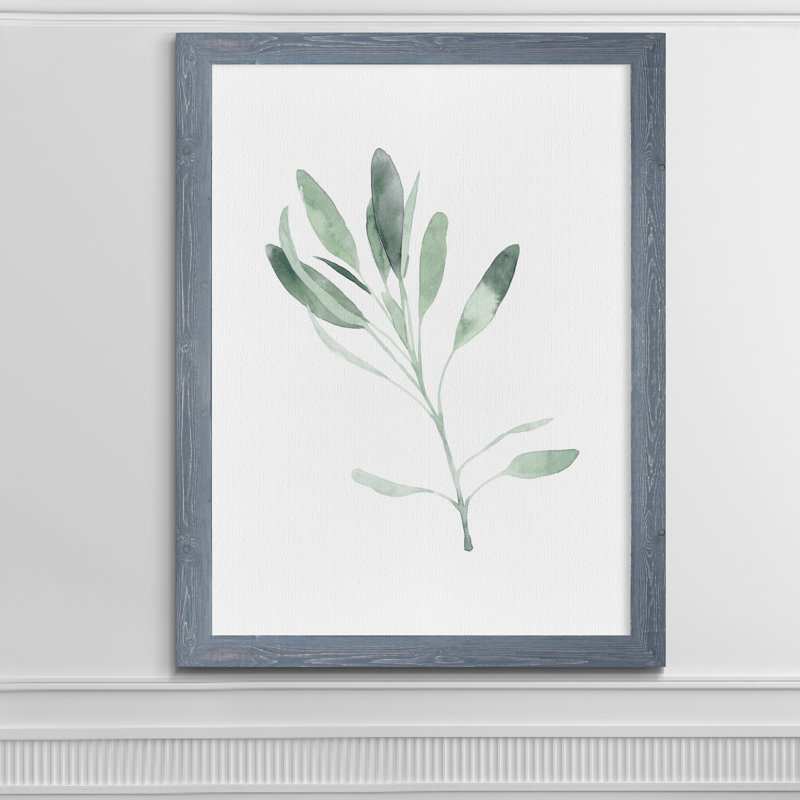 « simple sage ii »-cadre photo imprimé sur verre, Encadré toile grise, H 28 po x l 38 po x 1,25 po