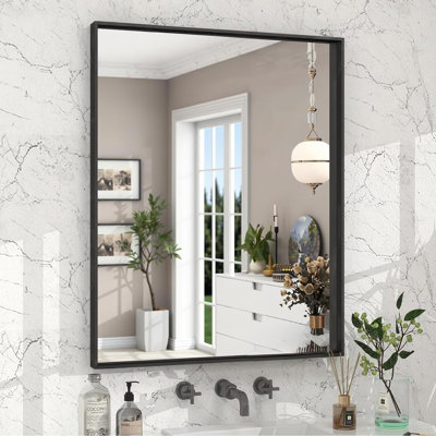 Lunara 1.18'' Thick Bathroom Vanity Mirror with Black Frame – Decorative Modern Accent Wall Mirror, Easy Installation
