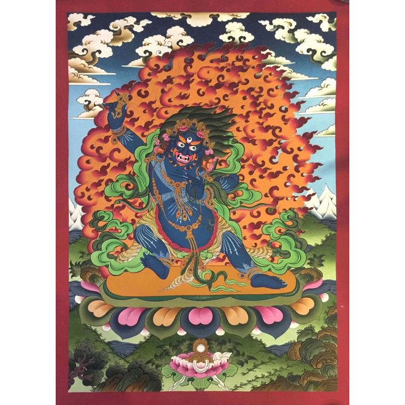 Angry Vajrapani Thangka (Thangka brocart)
