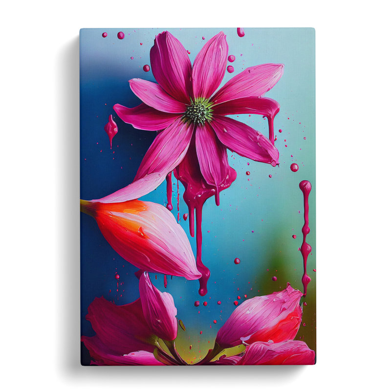 Flowers Dripping Paint No.1 Abstract - Wrapped Canvas Print, 50cm H x 35cm W x 3cm D