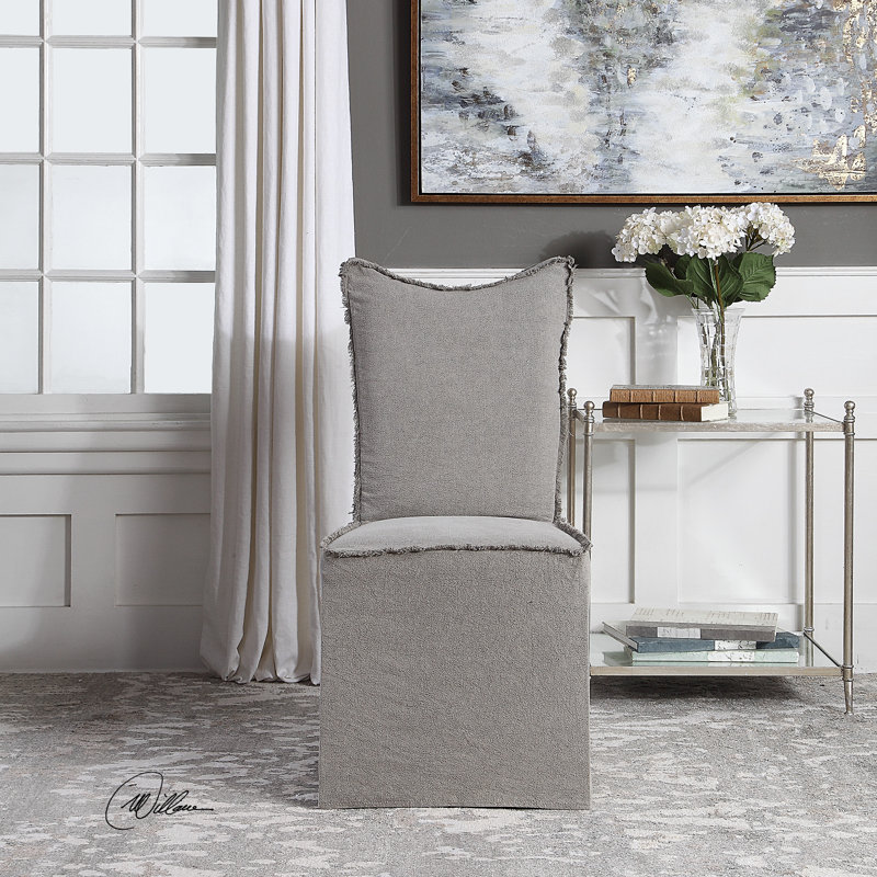 Linen Upholstered Parsons Chair in Gray