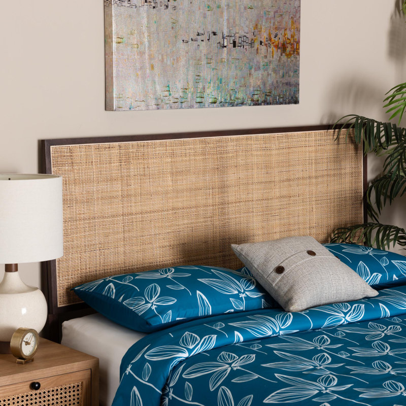 Nigel Rattan and Bayur Solid Wood Headboard, Dark Brown/Natural Brown