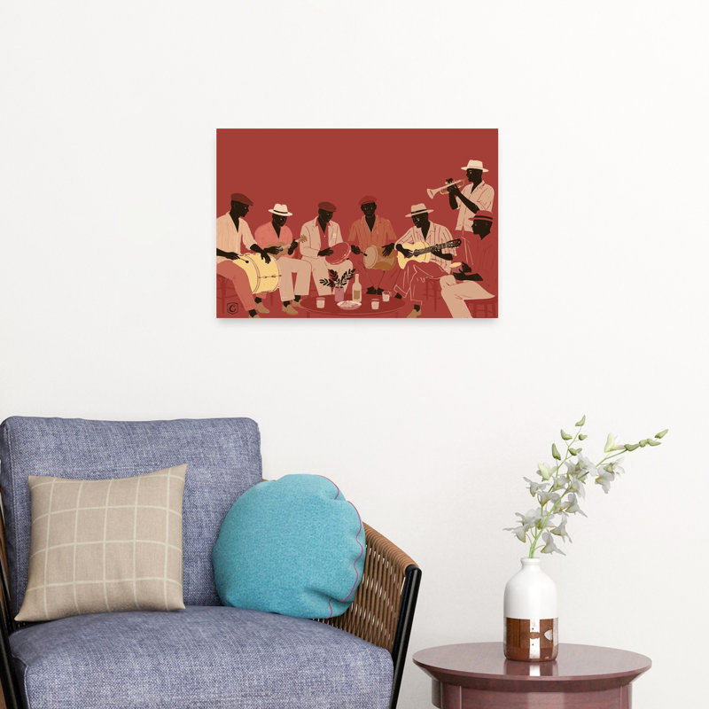 Reproduction d'art rétro rétro Musiciens, 16" H x 24" W