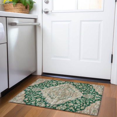 Machine Washable Indoor/Outdoor Cicel ACN1151 Emerald Rug