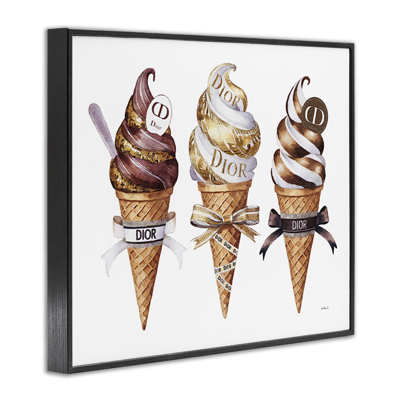 Giclée encadrée de crème glacée Sweet Glam, design par Amanda Greenwood, H 11 po x l 14 po, Giclée encadrée noir minuit