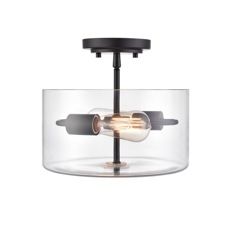 Plafonnier semi-encastré 11 po 2 lumières Verllana, Noir mat