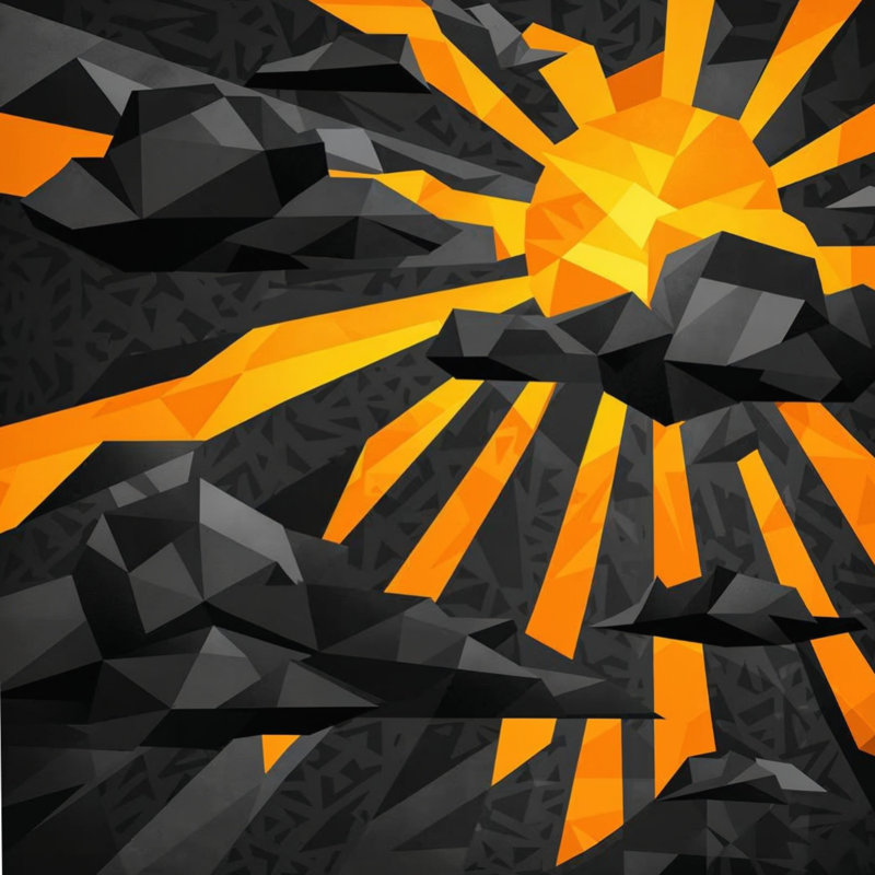Rideaux de douche géométriques Sunburst Clouds, L 70 po x H 84 po, Noir foncé / orange moyen