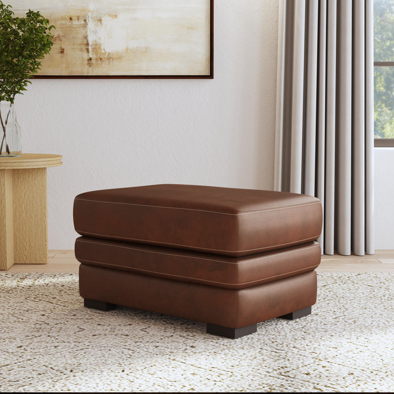 Donovan Leather Upholstered Ottoman