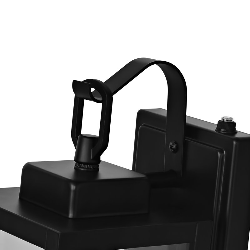 Schock Matte Black Outdoor Wall Lantern With Dusk To Dawn, 17.95" H x 5.95" W x 5.95" D